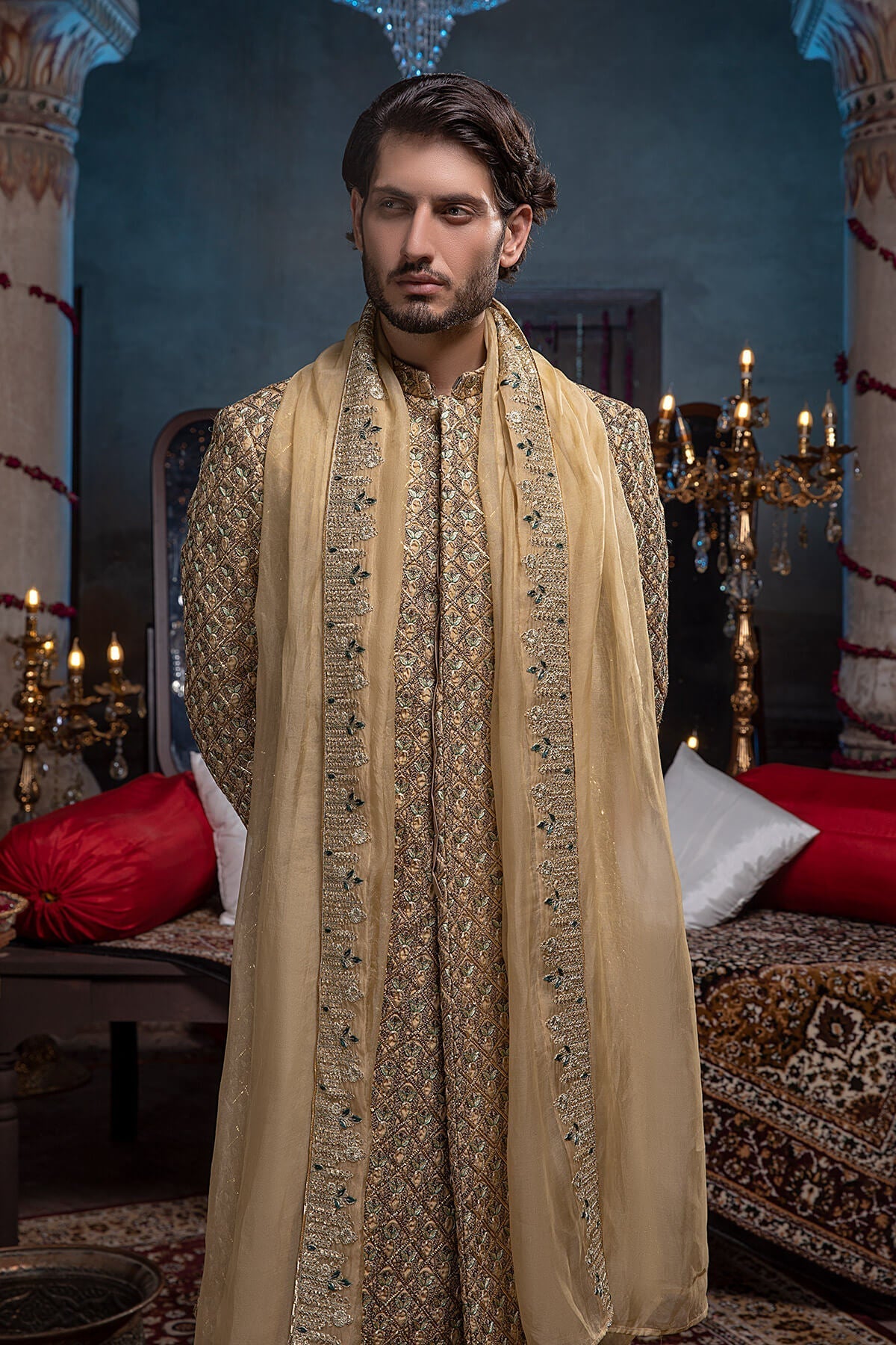 Pakistani Menswear | Mina Kashif | Sherwani D-18 by Libayah - Designer Dress - Type: Menswear - Available at Libayah - 100% Original