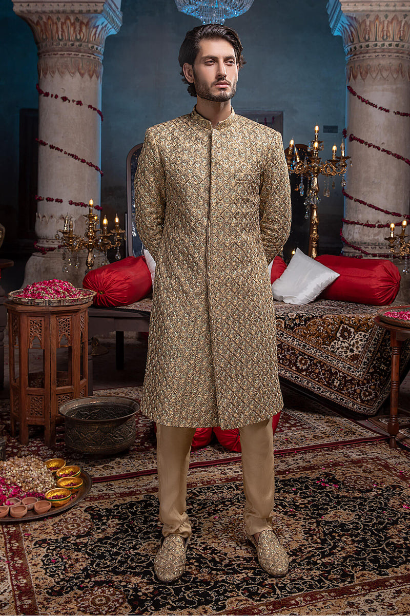 Pakistani Menswear | Mina Kashif | Sherwani D-18 by Libayah - Designer Dress - Type: Menswear - Available at Libayah - 100% Original