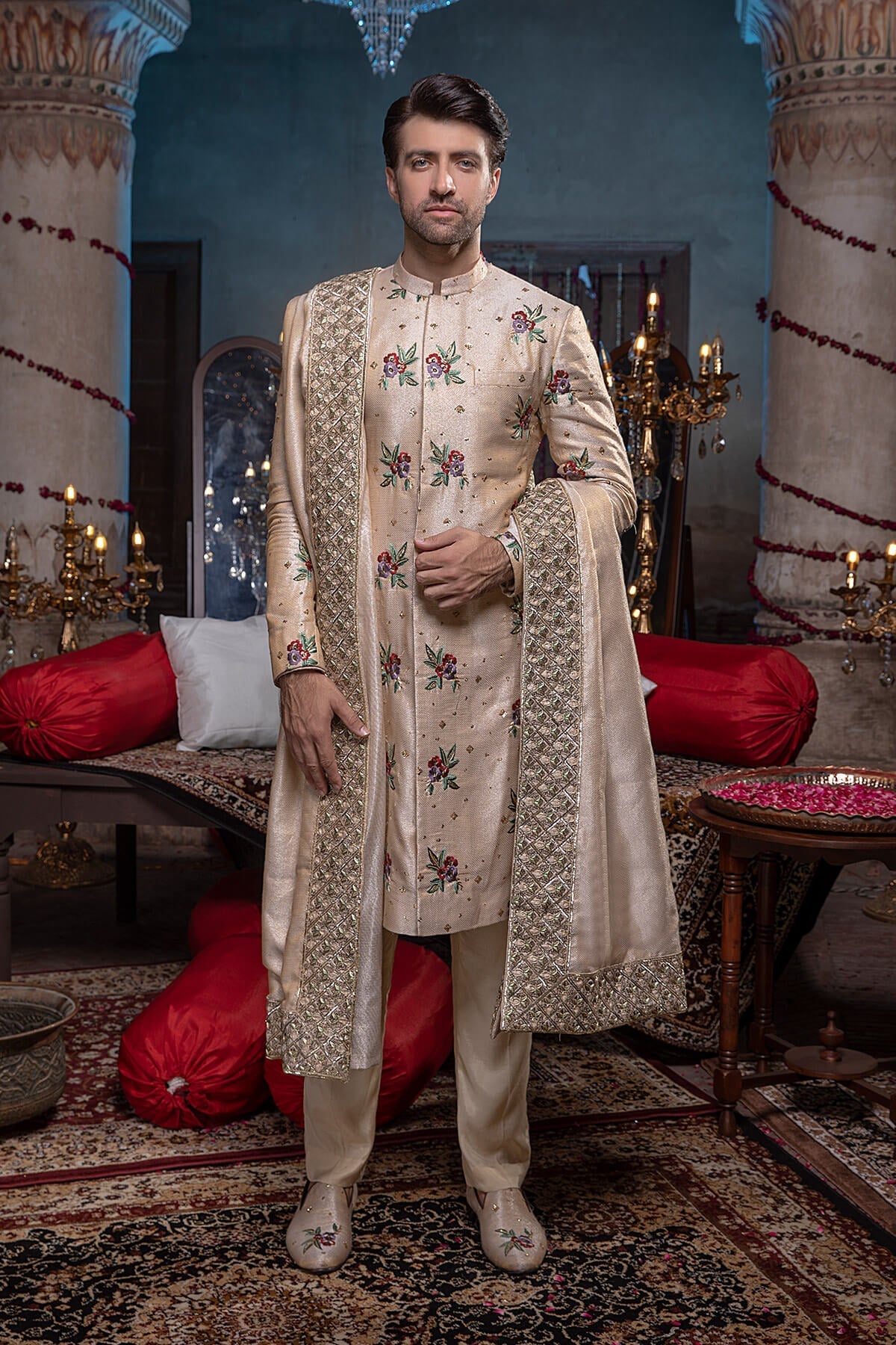 Pakistani Menswear | Mina Kashif | Sherwani D-20 by Libayah - Designer Dress - Type: Menswear - Available at Libayah - 100% Original