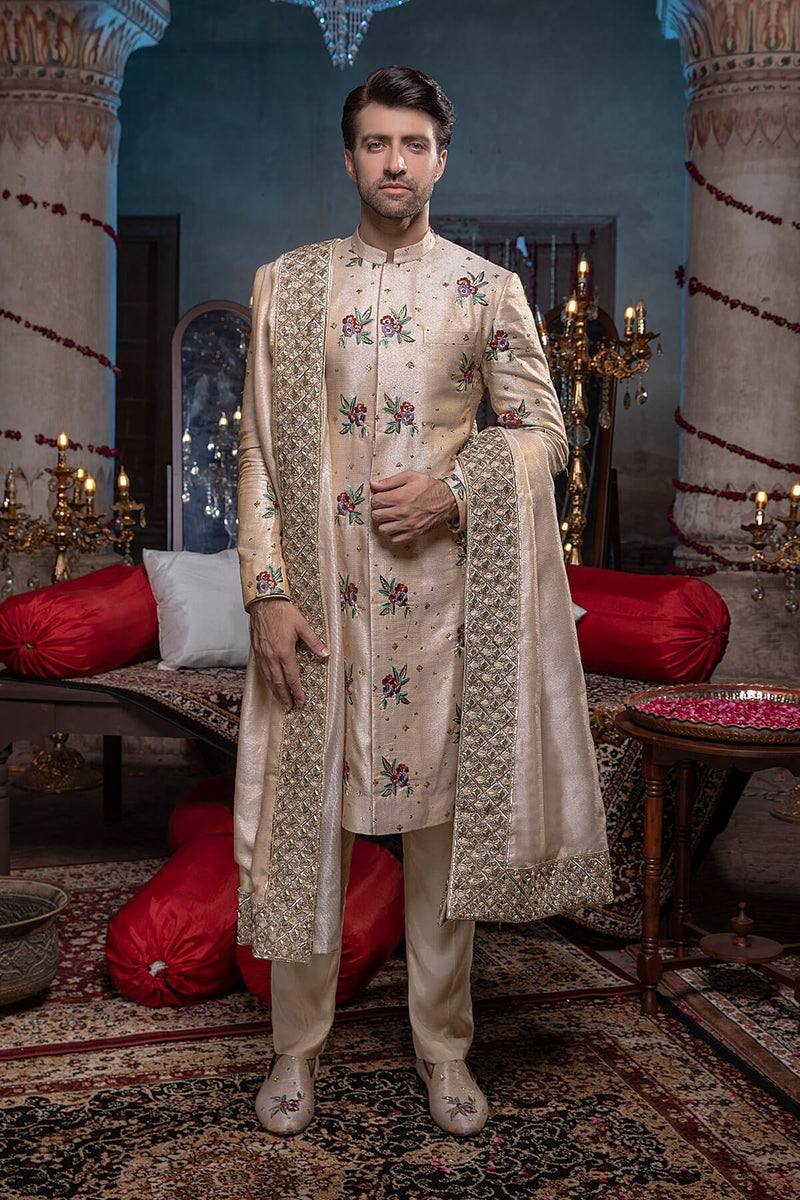 Pakistani Menswear | Mina Kashif | Sherwani D-20 by Libayah - Designer Dress - Type: Menswear - Available at Libayah - 100% Original