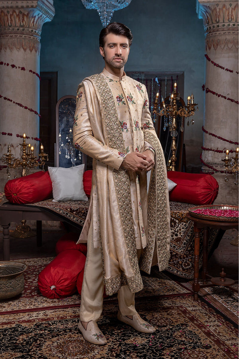 Pakistani Menswear | Mina Kashif | Sherwani D-20 by Libayah - Designer Dress - Type: Menswear - Available at Libayah - 100% Original