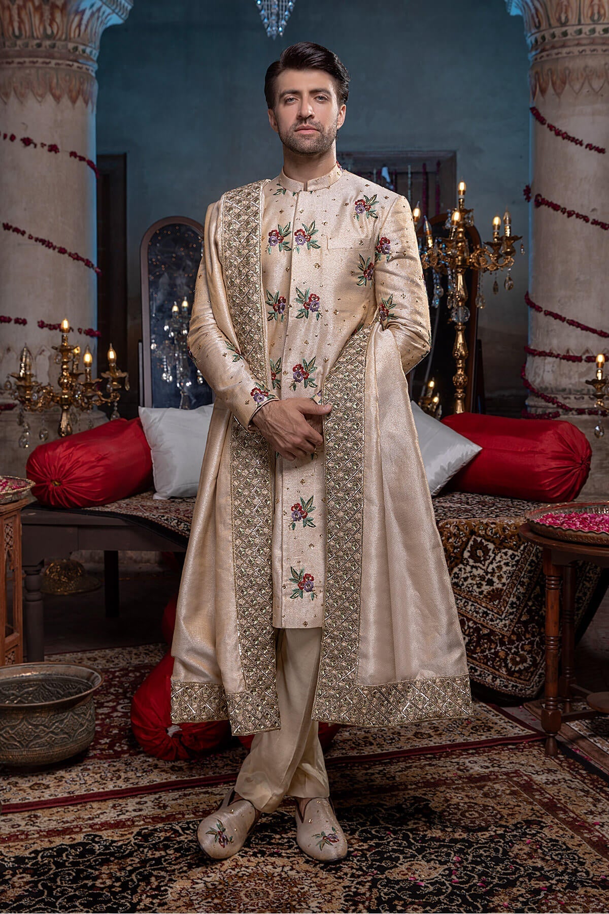 Pakistani Menswear | Mina Kashif | Sherwani D-20 by Libayah - Designer Dress - Type: Menswear - Available at Libayah - 100% Original