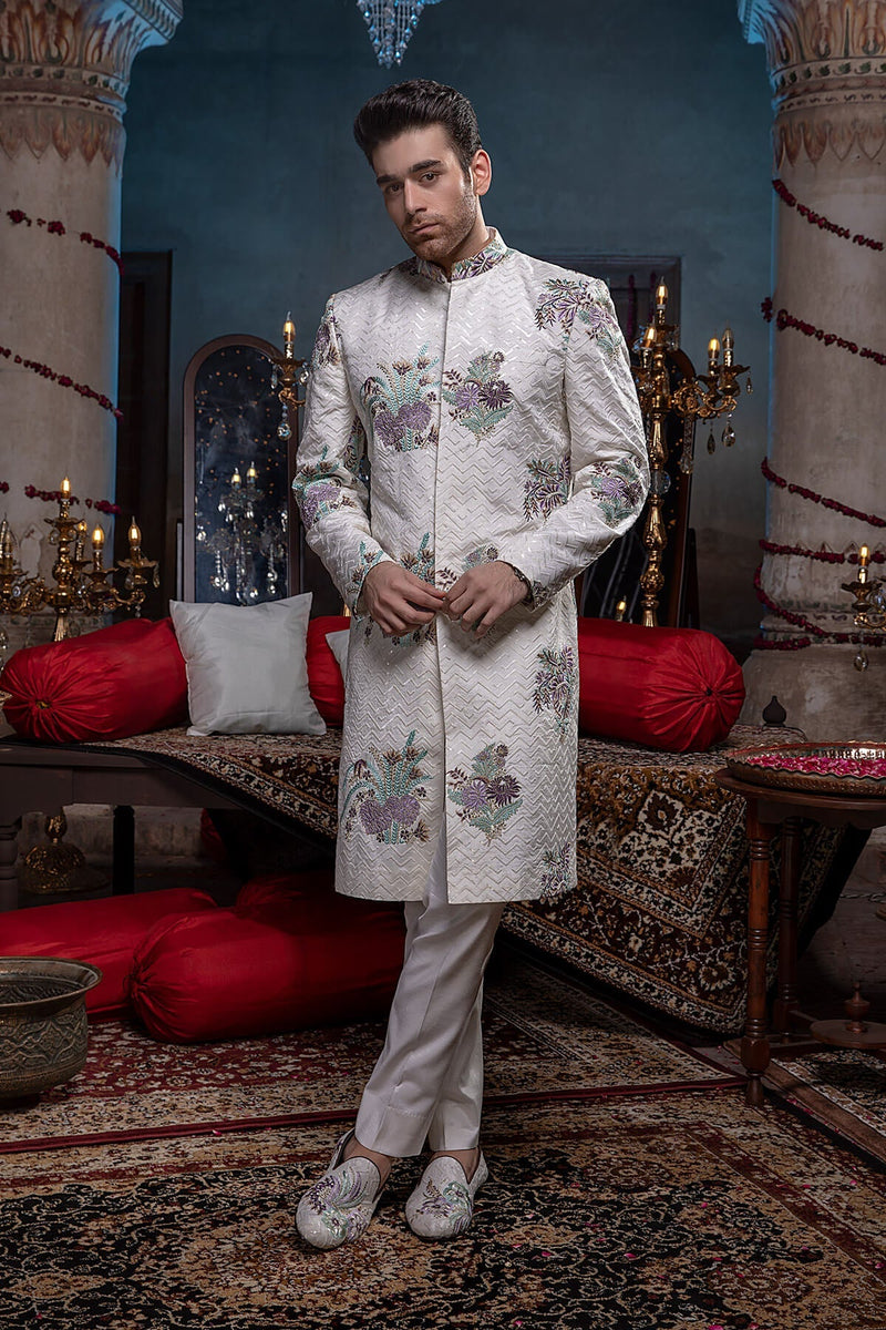 Pakistani Menswear | Mina Kashif | Sherwani D-10 by Libayah - Designer Dress - Type: Menswear - Available at Libayah - 100% Original