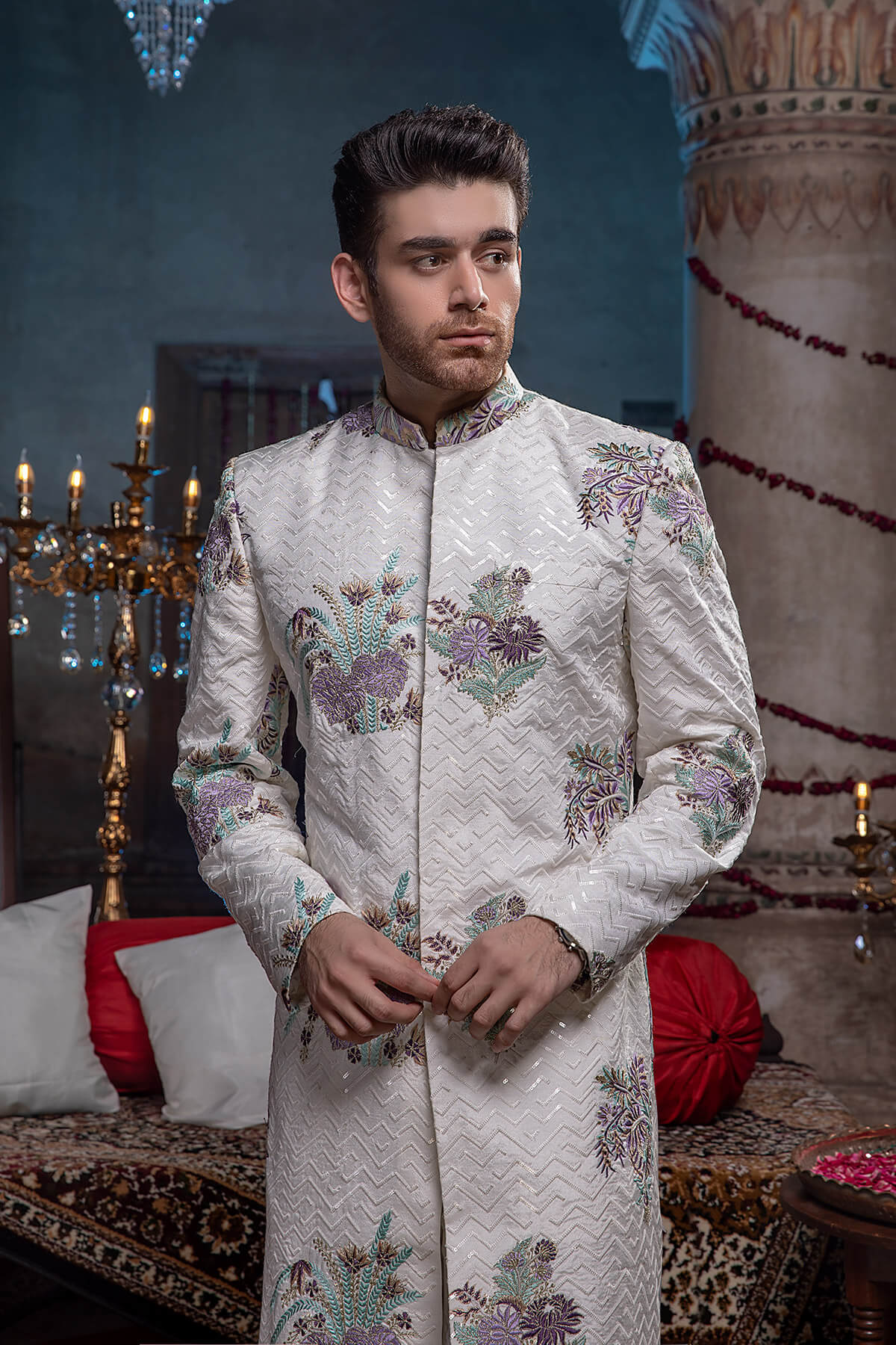 Pakistani Menswear | Mina Kashif | Sherwani D-10 by Libayah - Designer Dress - Type: Menswear - Available at Libayah - 100% Original