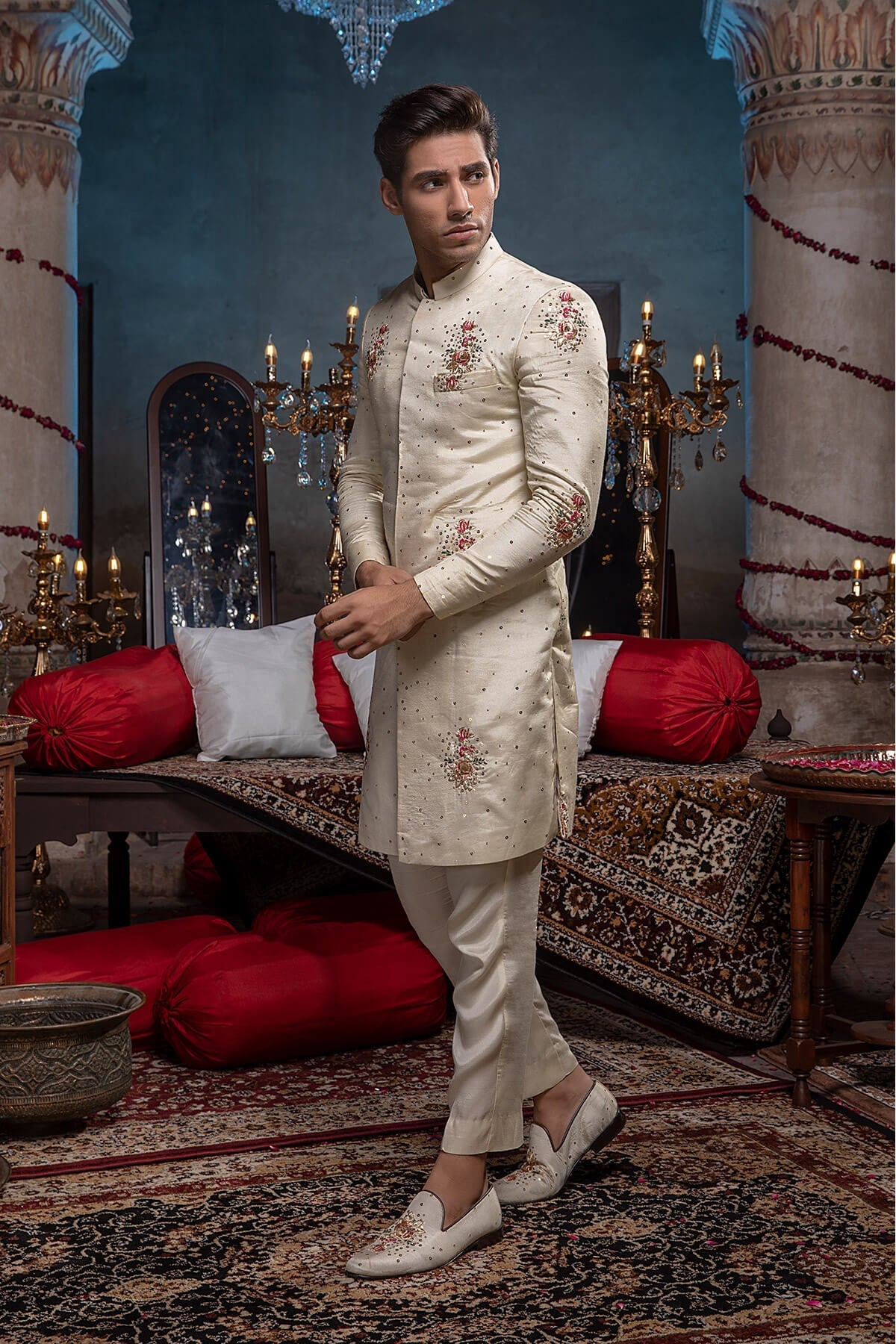 Pakistani Menswear | Mina Kashif | Sherwani D-02 by Libayah - Designer Dress - Type: Menswear - Available at Libayah - 100% Original