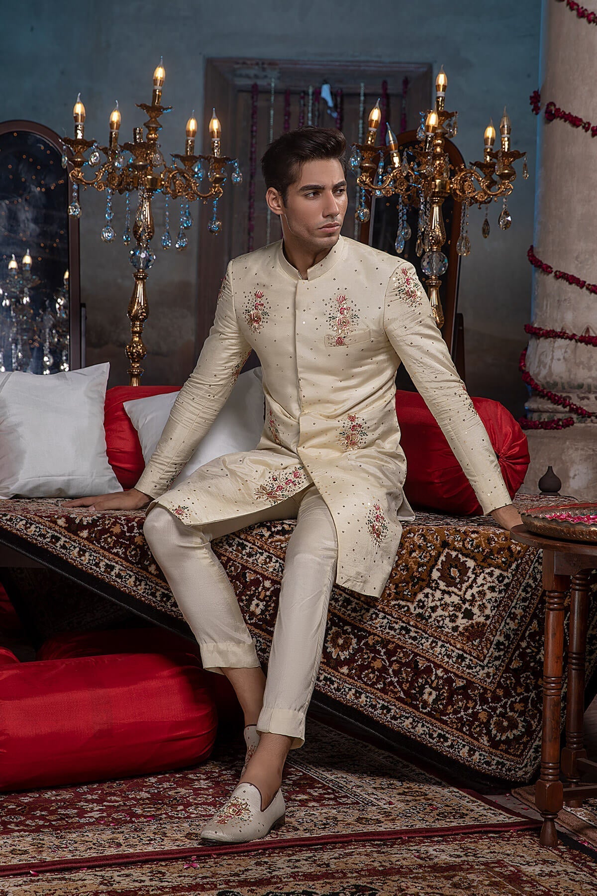 Pakistani Menswear | Mina Kashif | Sherwani D-02 by Libayah - Designer Dress - Type: Menswear - Available at Libayah - 100% Original
