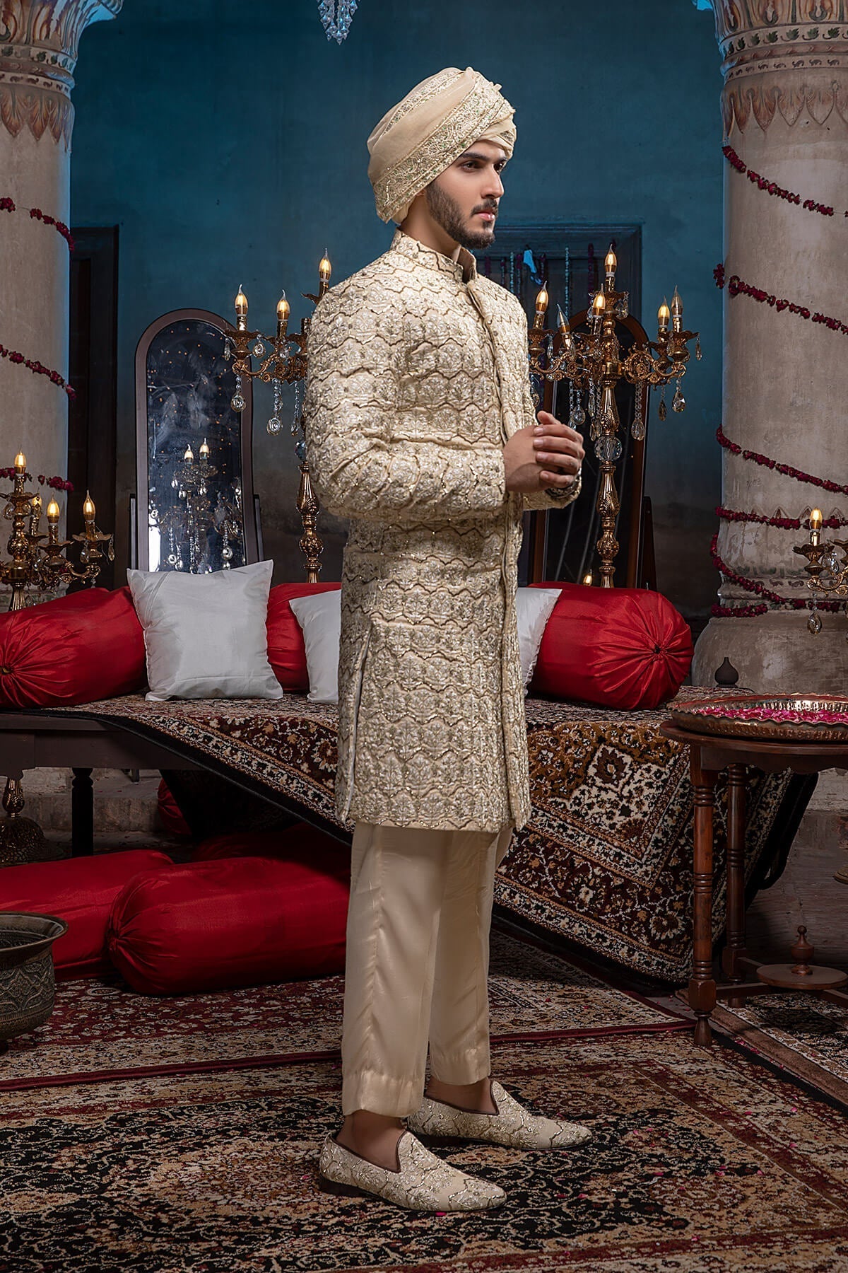 Pakistani Menswear | Mina Kashif | Sherwani D-04 by Libayah - Designer Dress - Type: Menswear - Available at Libayah - 100% Original