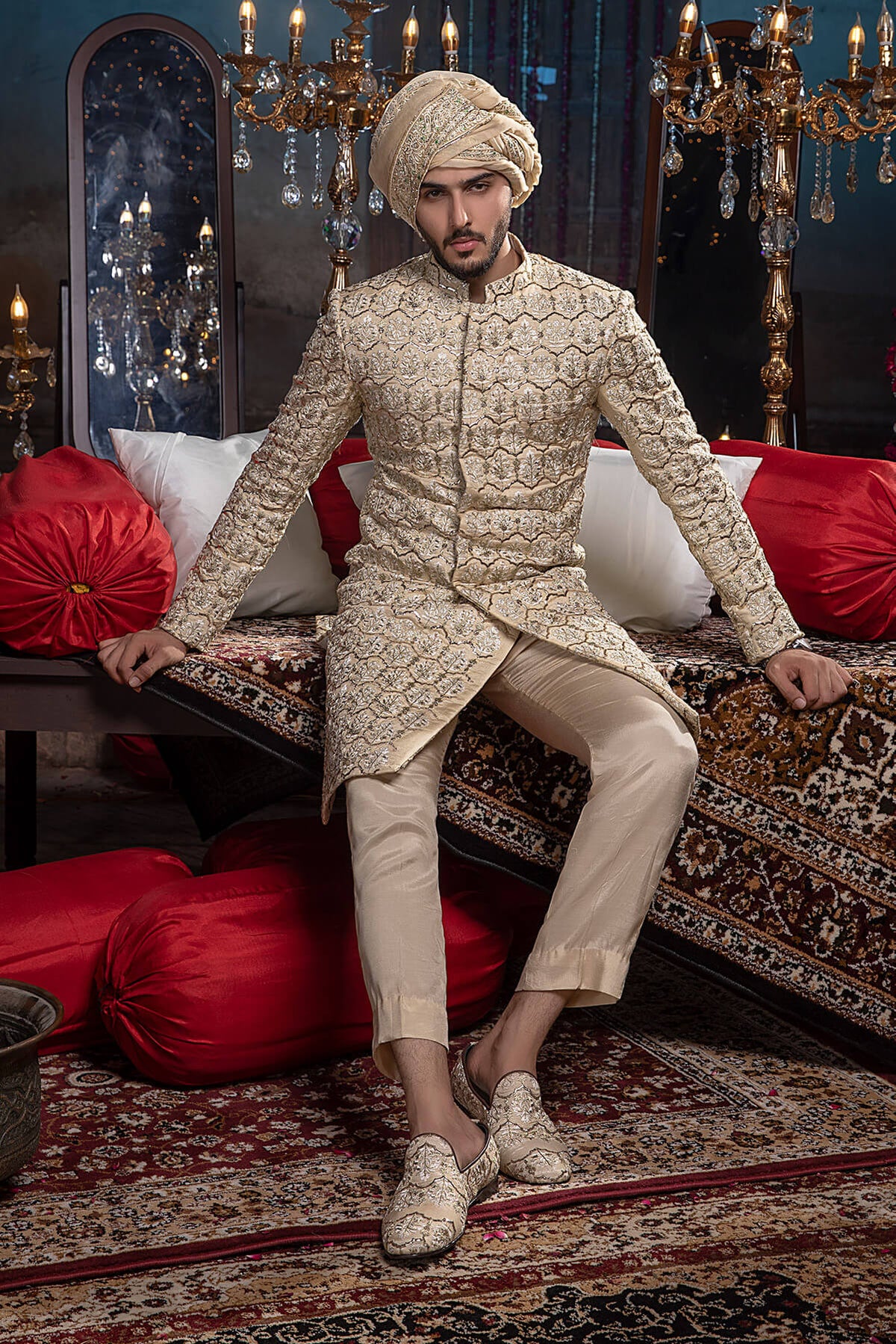 Pakistani Menswear | Mina Kashif | Sherwani D-04 by Libayah - Designer Dress - Type: Menswear - Available at Libayah - 100% Original