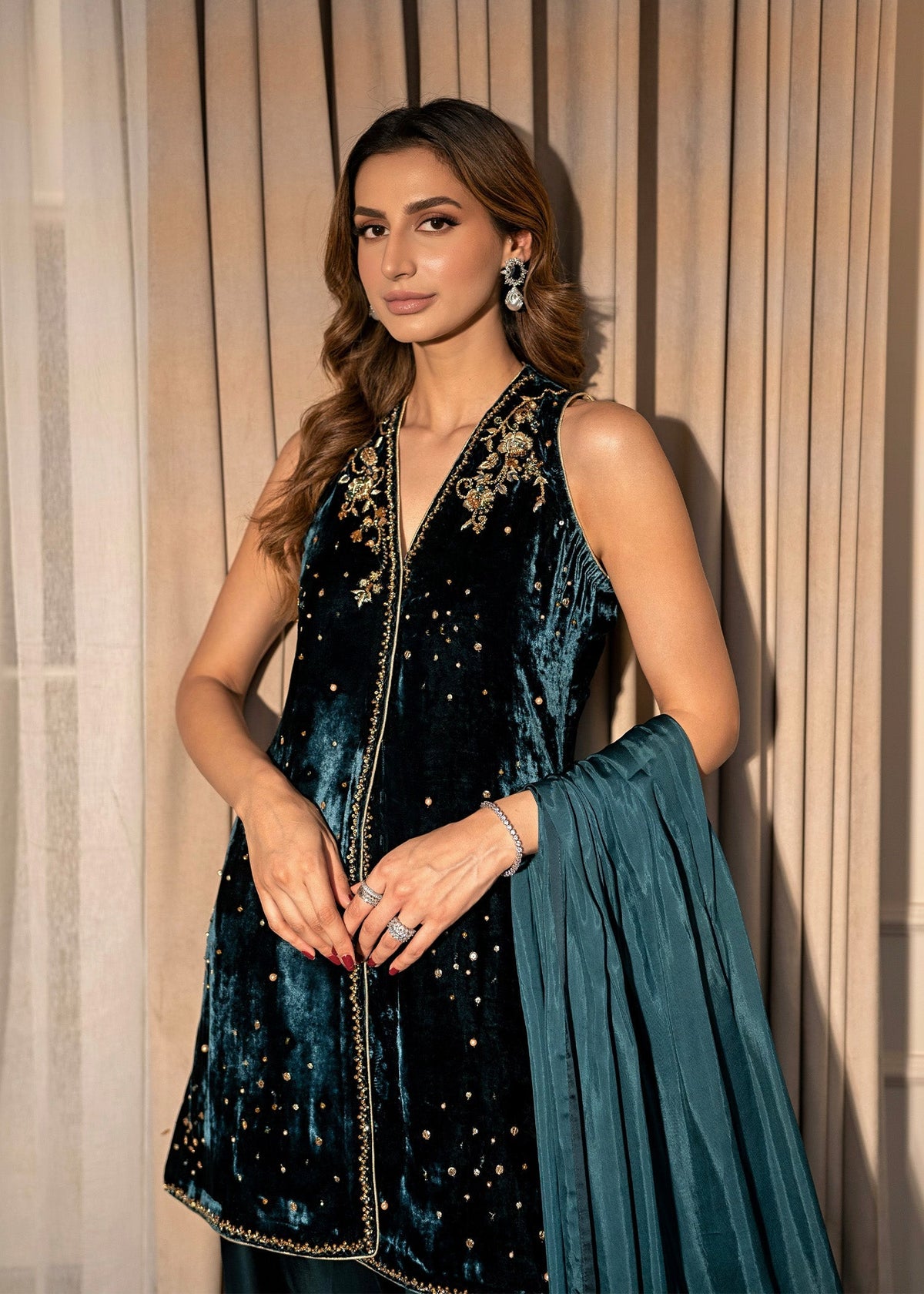 Mahum Asad | Voila Velvets | Sapphire by Mahum Asad - Designer Dress - Type: Ladies Clothes - Available at Libayah - 100% Original