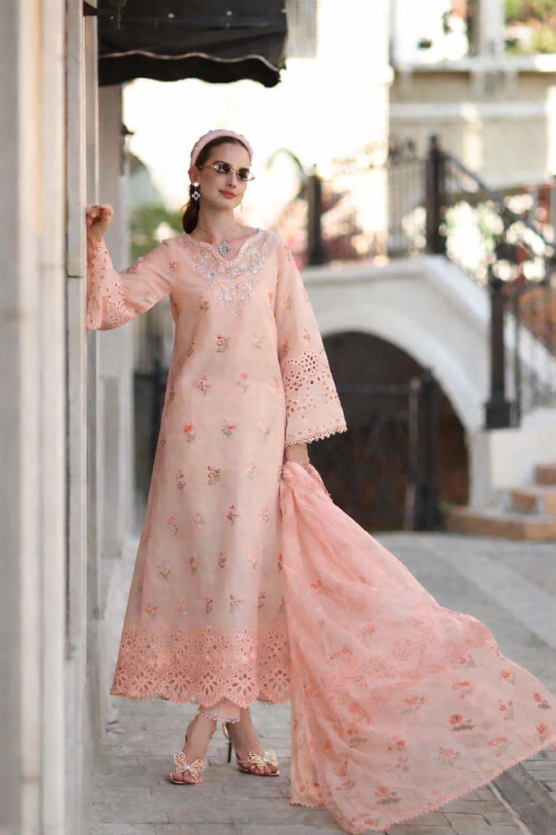 Noor by Saadia Asad | Eid Luxe Printkhaas 26 | D8 - B - Peach Blush - Designer Dress - Type : Ladies Clothes - Available at Libayah - 100% Original