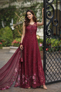Noor by Saadia Asad | Eid Luxe Chikankari 26 | D3 -Bordeaux by Noor by Saadia Asad - Designer Dress  - Type : Ladies Clothes - Available at Libayah - 100% Original 