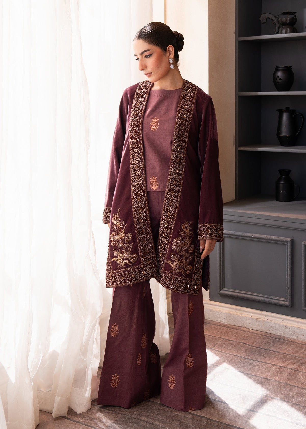 OPAL MIST – authentic Pakistani formal dress from the Fozia Khalid The Velvet Rise 25 collection for women in the UK