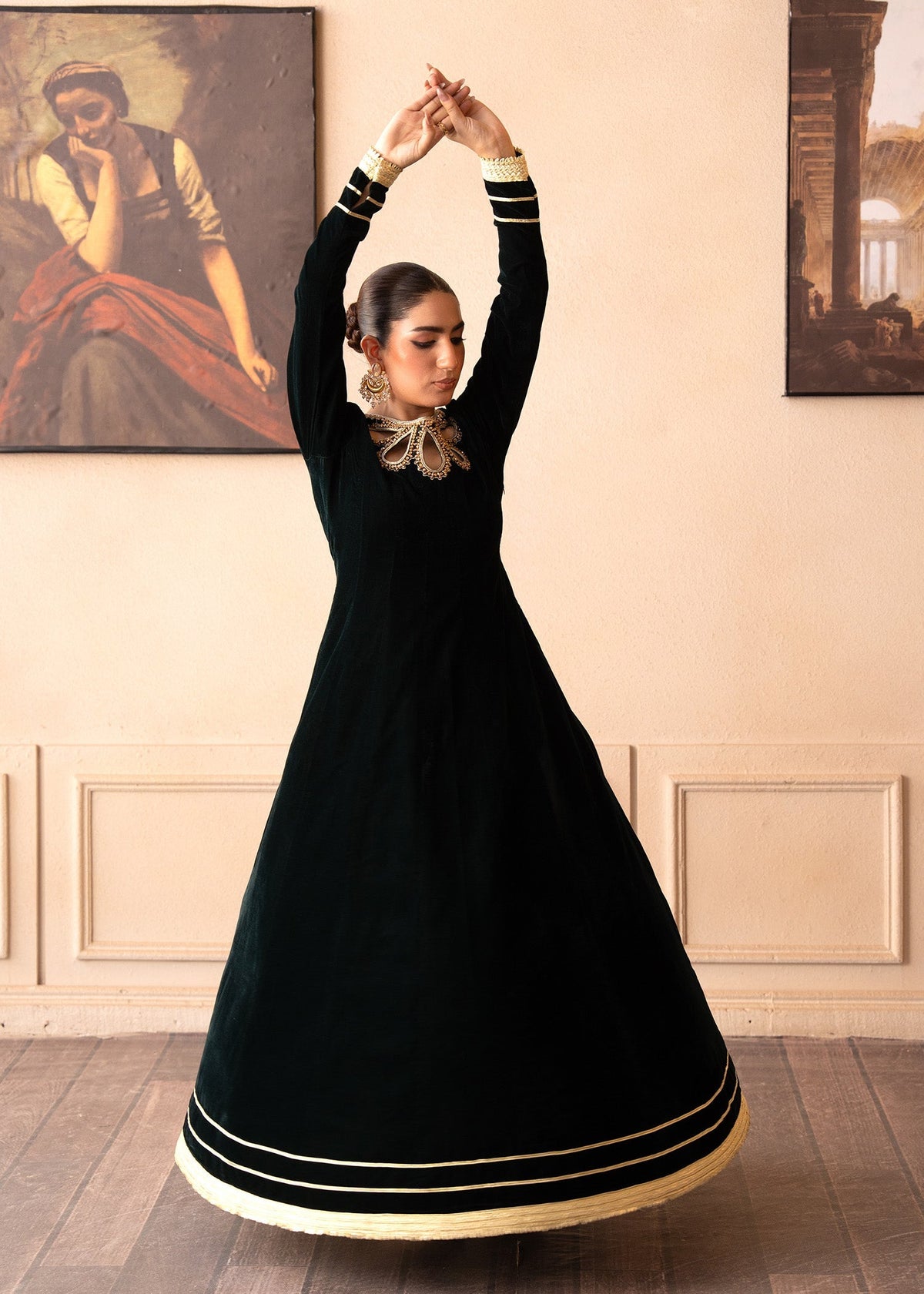 EMERALD VEIL – authentic Pakistani formal dress from the Fozia Khalid The Velvet Rise 25 collection for women in the UK