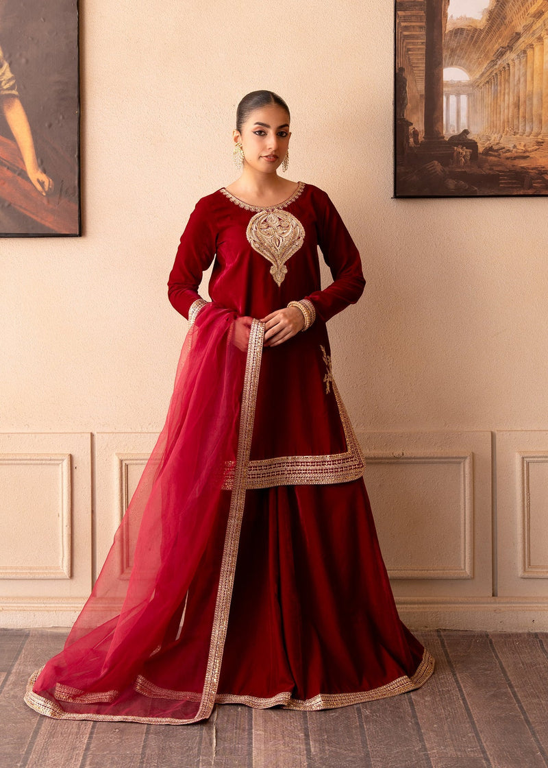 ROSE EMBER – authentic Pakistani formal dress from the Fozia Khalid The Velvet Rise 25 collection for women in the UK