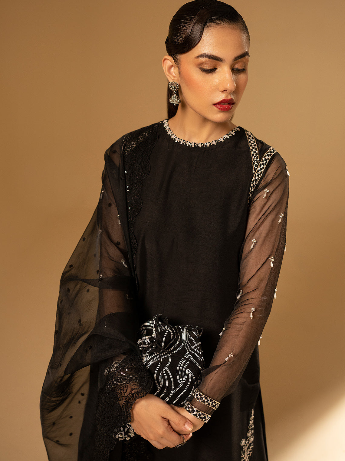 Fozia Khalid | Eid Edit 24 | Black Swan by Fozia Khalid - Designer Dress - Type: Ladies Clothes - Available at Libayah - 100% Original