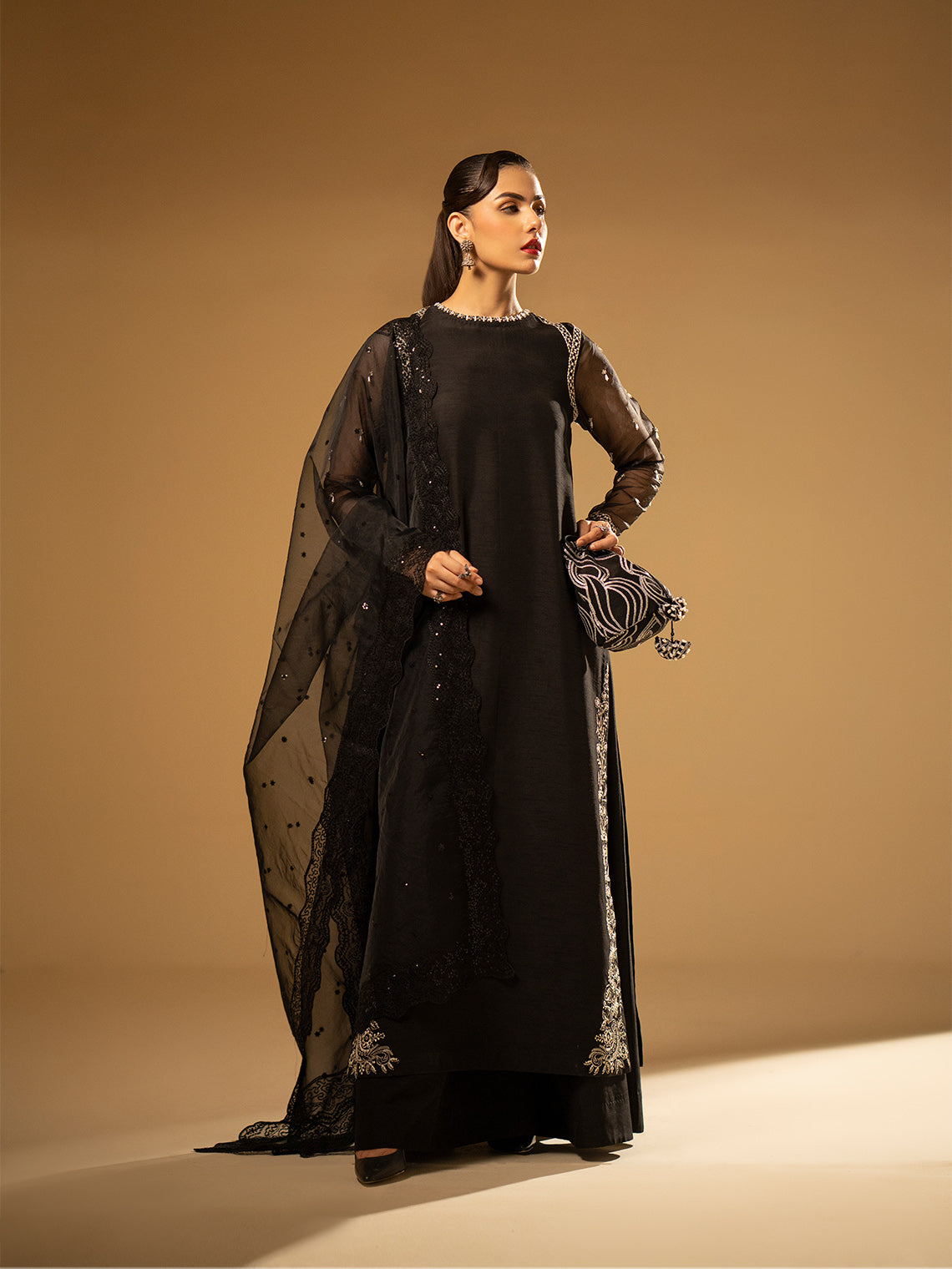 Fozia Khalid | Eid Edit 24 | Black Swan by Fozia Khalid - Designer Dress - Type: Ladies Clothes - Available at Libayah - 100% Original