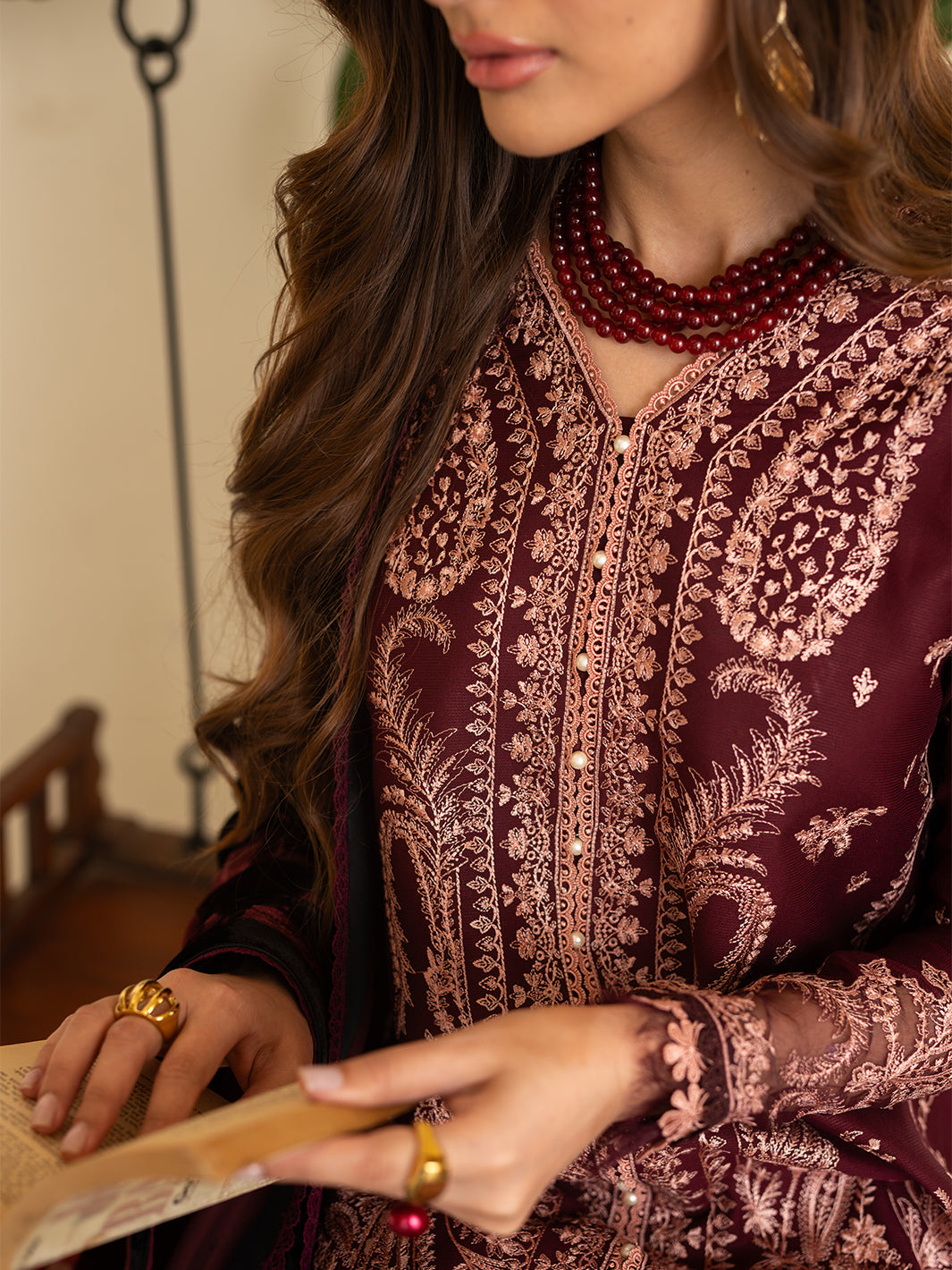 Bin Ilyas | Olivia Embroidered Winter 24 |  523 - A by Bin Ilyas - Designer Dress - Type: Ladies Clothes - Available at Libayah - 100% Original