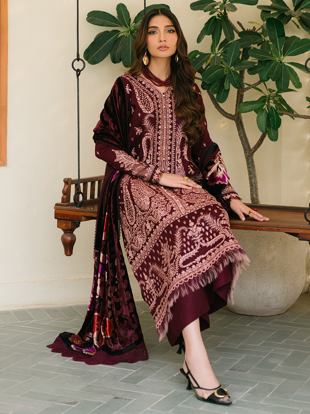 Bin Ilyas | Olivia Embroidered Winter 24 |  523 - A by Bin Ilyas - Designer Dress - Type: Ladies Clothes - Available at Libayah - 100% Original