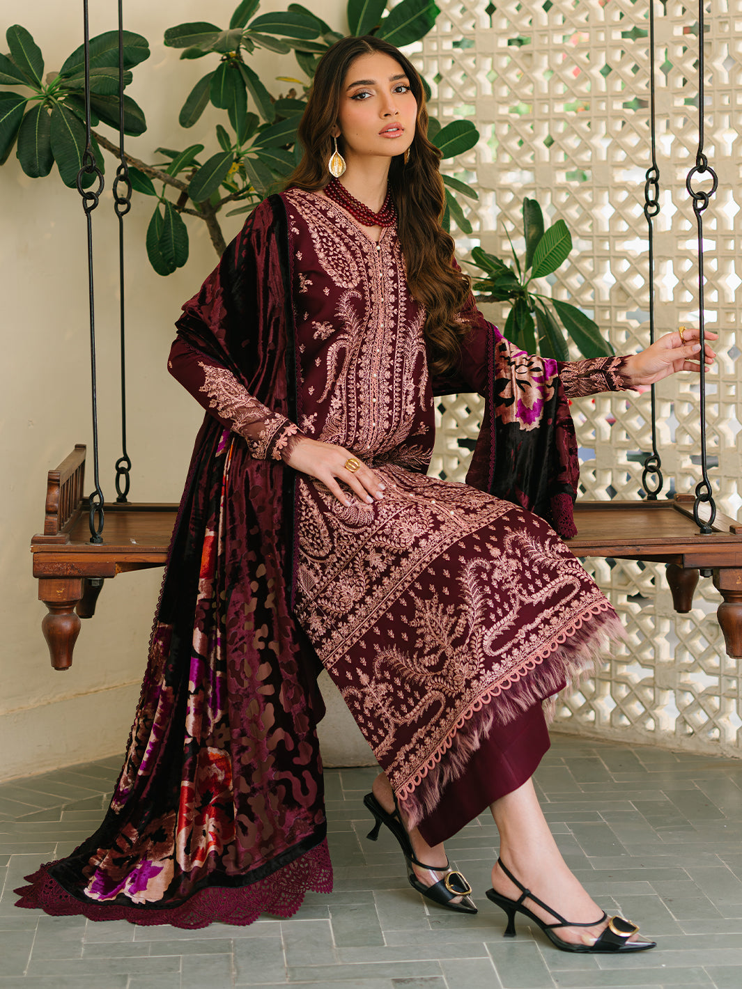 Bin Ilyas | Olivia Embroidered Winter 24 |  523 - A by Bin Ilyas - Designer Dress - Type: Ladies Clothes - Available at Libayah - 100% Original