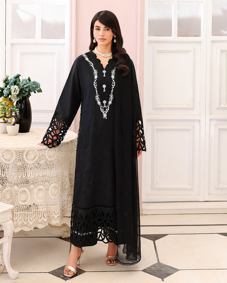 Roheenaz | Veil of Summer Chikankari | Black Lace by Roheenaz - Designer Dress  - Type : Ladies Clothes - Available at Libayah - 100% Original 