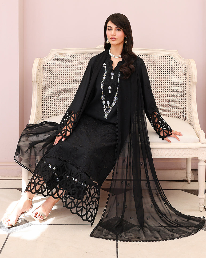 Roheenaz | Veil of Summer Chikankari | Black Lace by Roheenaz - Designer Dress  - Type : Ladies Clothes - Available at Libayah - 100% Original 