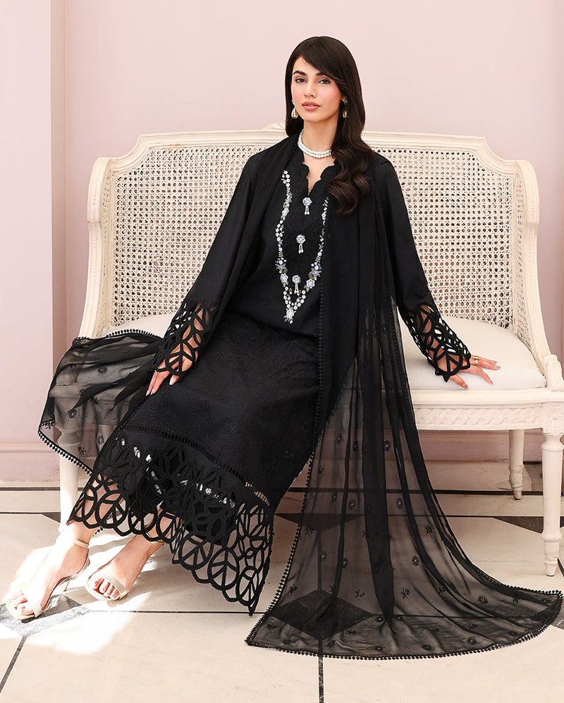 Roheenaz | Veil of Summer Chikankari | Black Lace by Roheenaz - Designer Dress  - Type : Ladies Clothes - Available at Libayah - 100% Original 