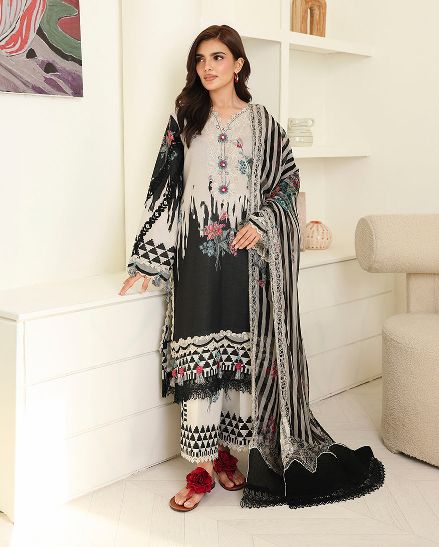 Roheenaz | Petals in Print | Black Petals by Roheenaz - Designer Dress  - Type : Ladies Clothes - Available at Libayah - 100% Original 