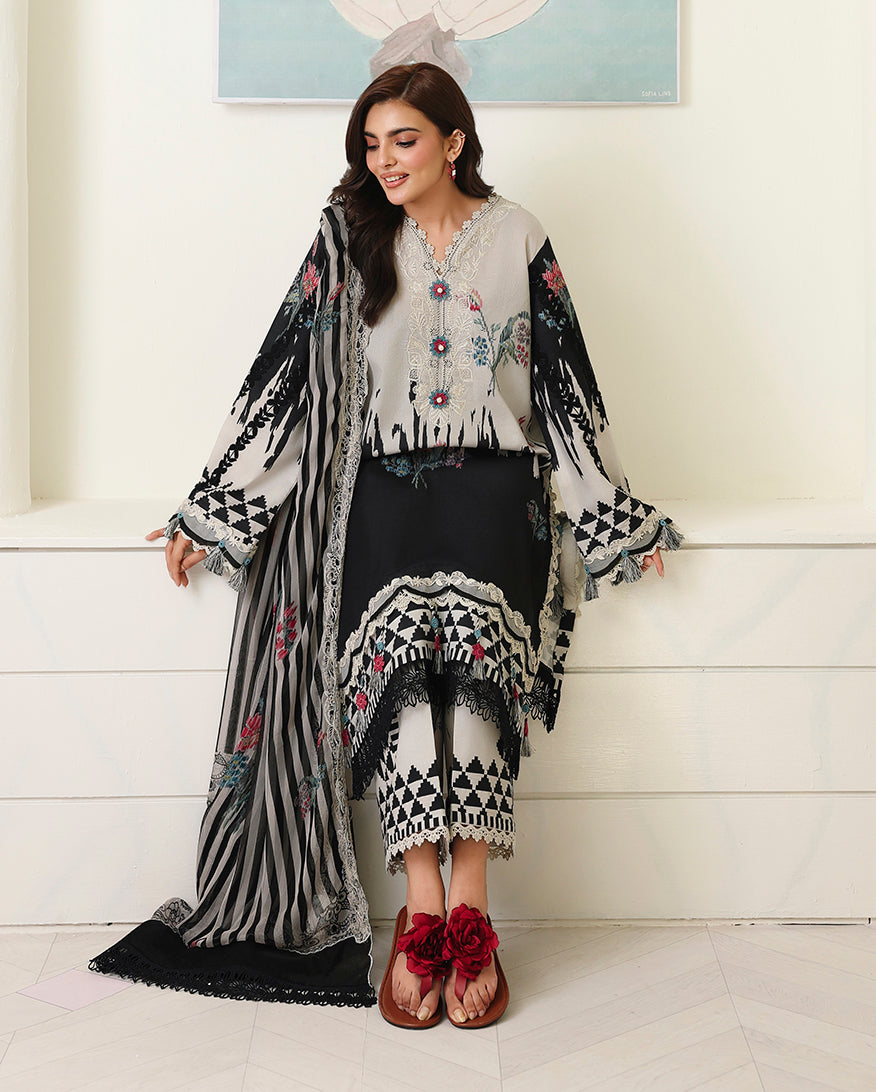 Roheenaz | Petals in Print | Black Petals by Roheenaz - Designer Dress  - Type : Ladies Clothes - Available at Libayah - 100% Original 