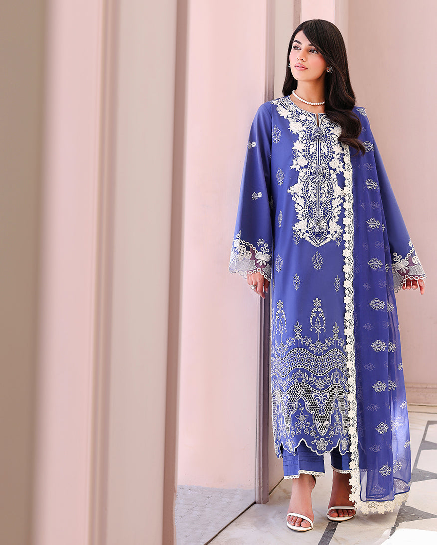 Roheenaz | Veil of Summer Chikankari | Blanc Mirage by Roheenaz - Designer Dress  - Type : Ladies Clothes - Available at Libayah - 100% Original 