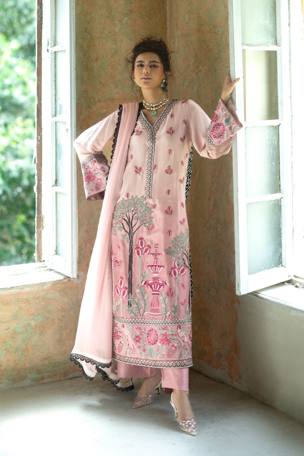 Zainab Chottani | Summer Edition 26 | Blush Serenade Long Shirt by Zainab Chottani - Designer Dress  - Type : Ladies Clothes - Available at Libayah - 100% Original 