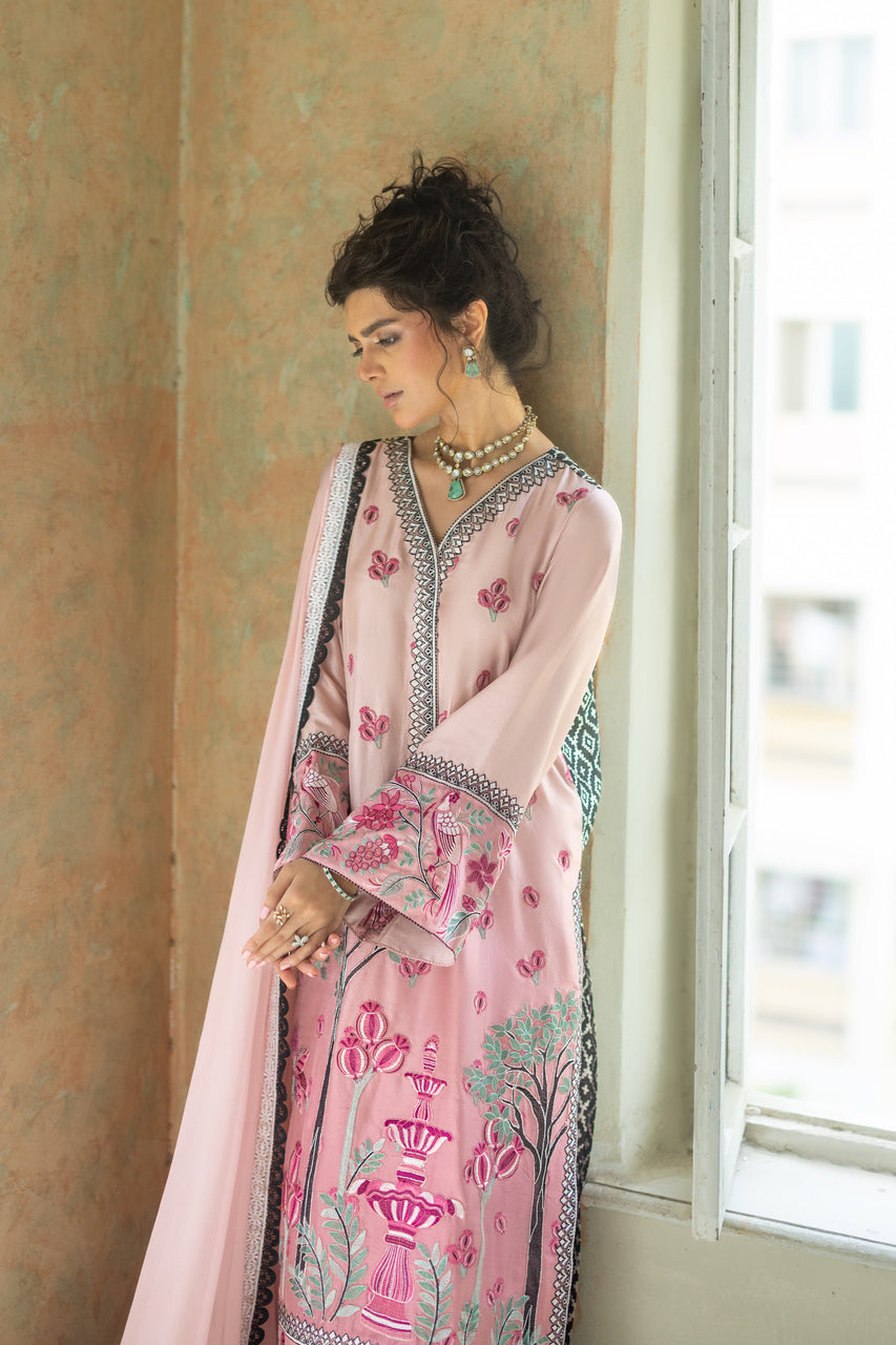 Zainab Chottani | Summer Edition 26 | Blush Serenade Long Shirt by Zainab Chottani - Designer Dress  - Type : Ladies Clothes - Available at Libayah - 100% Original 