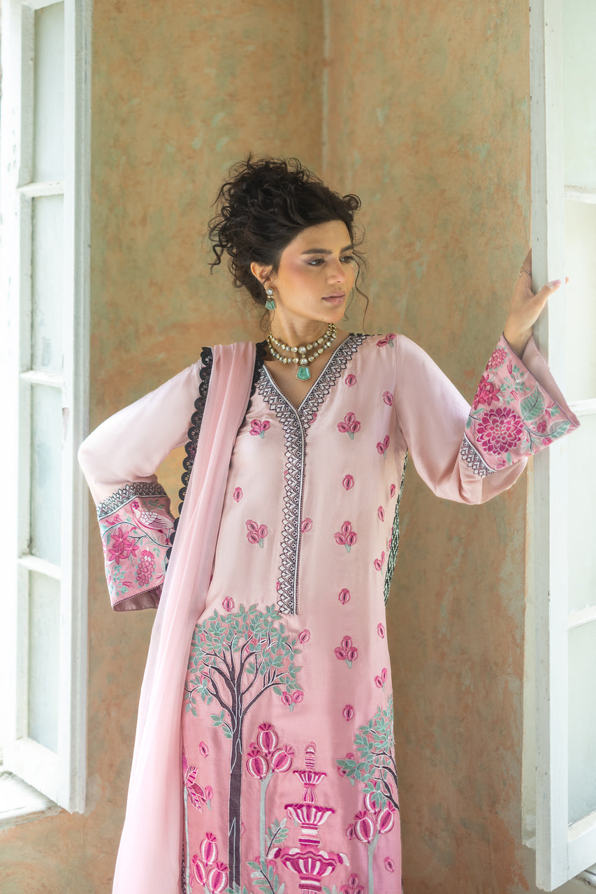 Zainab Chottani | Summer Edition 26 | Blush Serenade Long Shirt by Zainab Chottani - Designer Dress  - Type : Ladies Clothes - Available at Libayah - 100% Original 