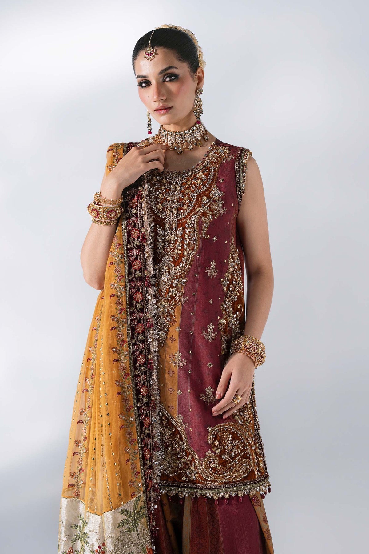 Maria B | Mbroidered Wedding Formals 26 | BD-3104-Maroon Crimson