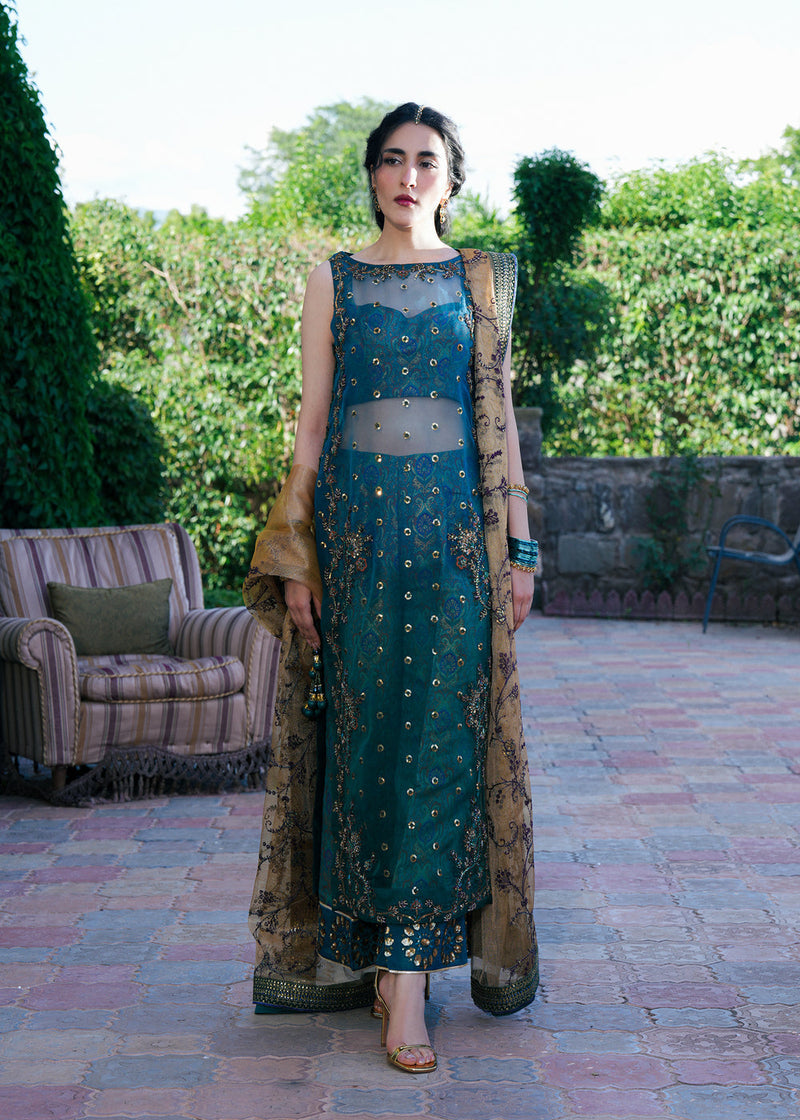 Teal Aura – authentic Pakistani formal dress from the Laj by Lajwanti Runaway Formals 25 collection for women in the UK