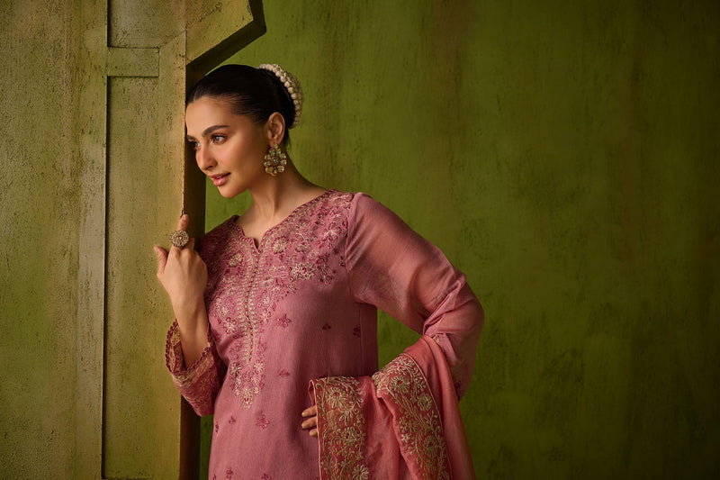 Dhanak | Festive Formals | SS24DU-3193 PINK 3Pcs by Saffron - Designer Dress - Type: Formal - Available at Libayah - 100% Original