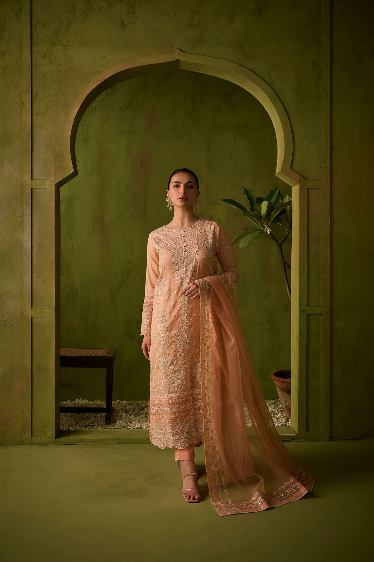 Dhanak | Festive Formals | SS24DU-3199 L-PINK 3Pcs by Dhanak - Designer Dress - Type: Formal - Available at Libayah - 100% Original