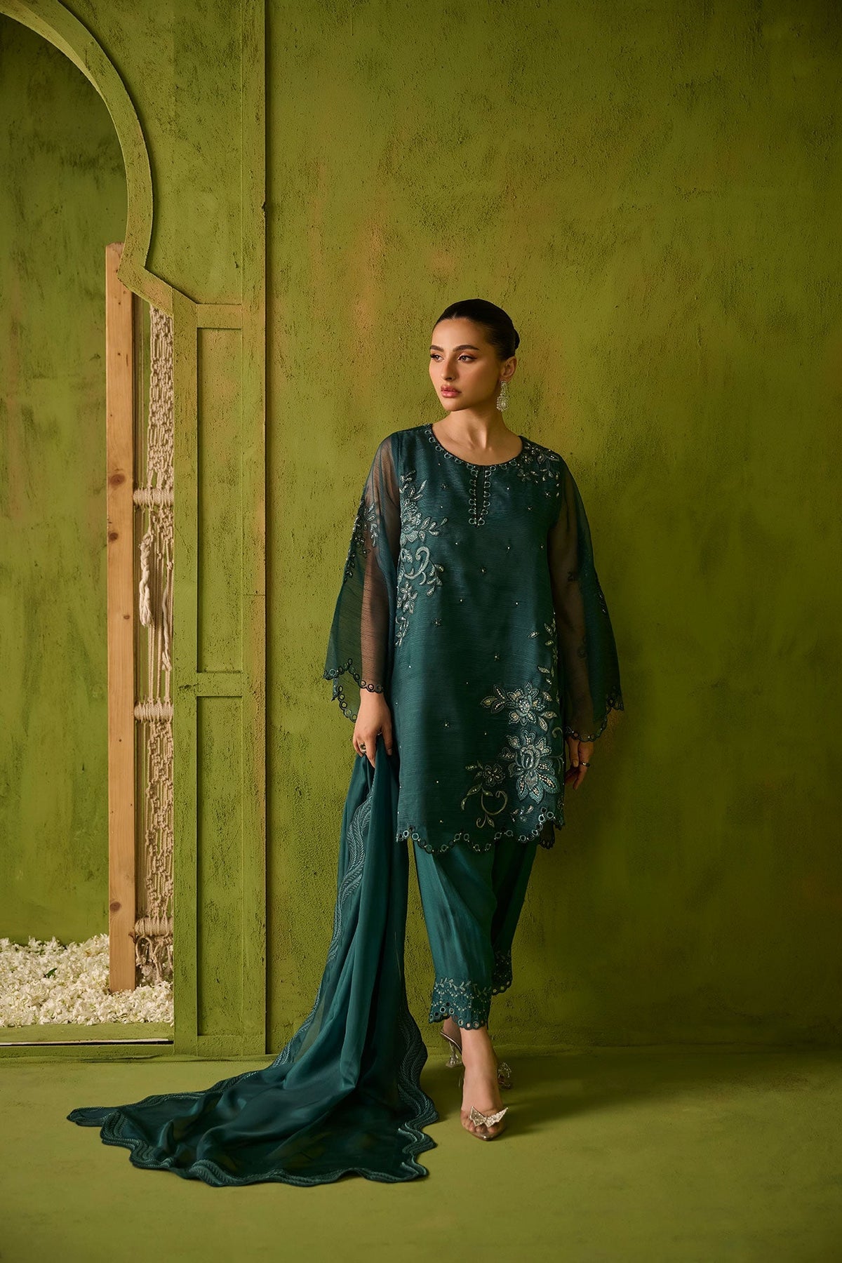 Dhanak | Festive Signature Pret | SS24DA-2478 DARK GREEN by Dhanak - Designer Dress - Type: Formal - Available at Libayah - 100% Original