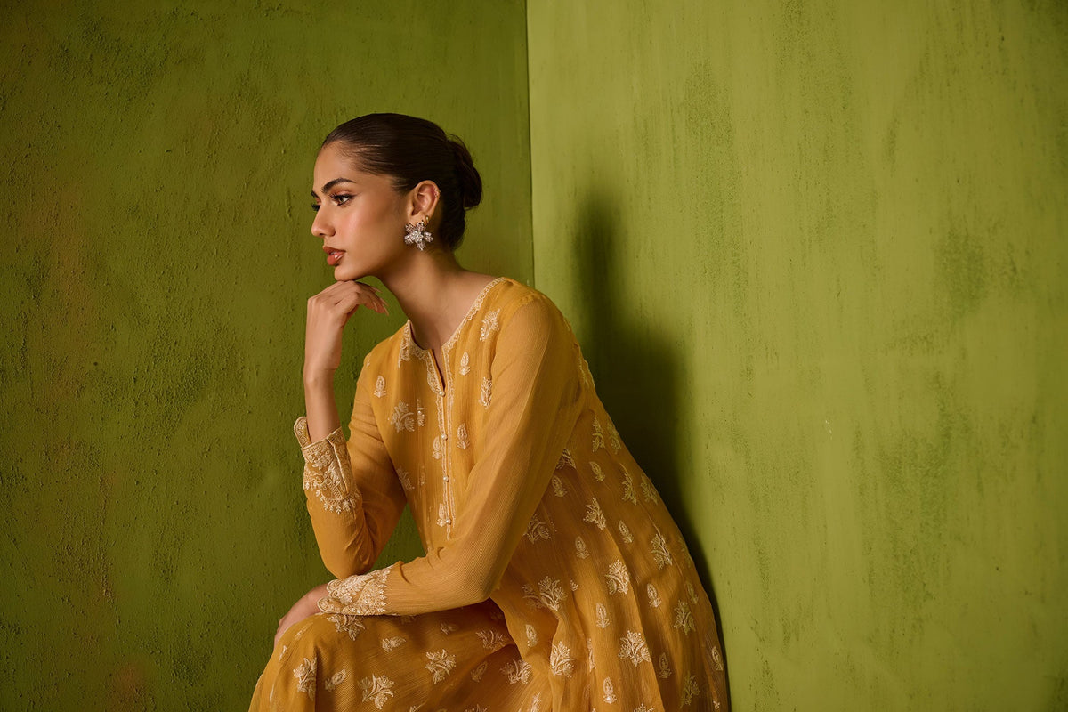 Dhanak | Festive Signature Pret | SS24DA-2479 MUSTARD by Dhanak - Designer Dress - Type: Formal - Available at Libayah - 100% Original