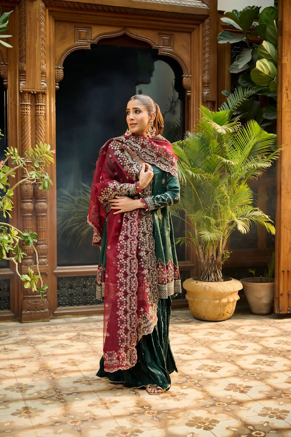 Dhanak | Bridal Couture | HF-3008 DARK GREEN by Dhanak - Designer Dress - Type: Ladies Clothes - Available at Libayah - 100% Original