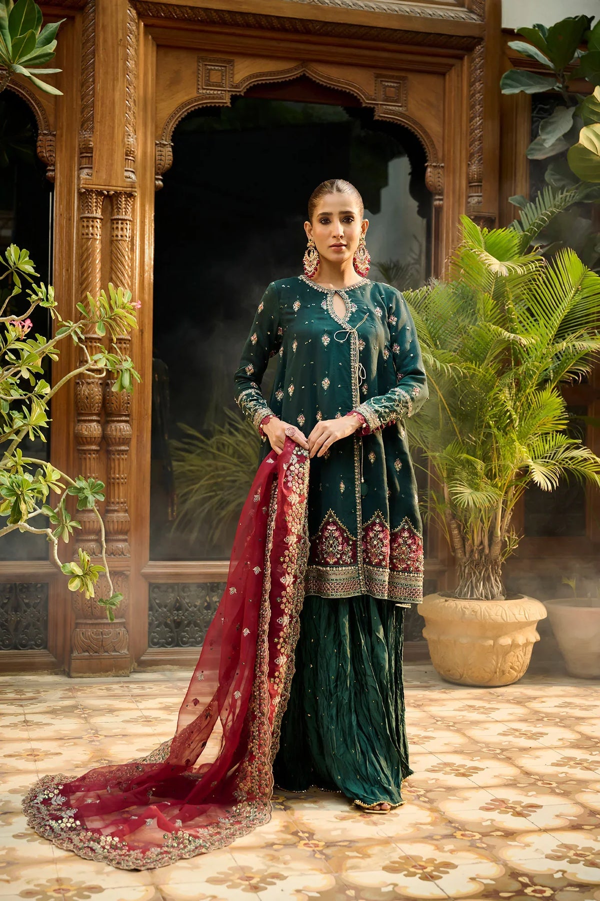 Dhanak | Bridal Couture | HF-3008 DARK GREEN by Dhanak - Designer Dress - Type: Ladies Clothes - Available at Libayah - 100% Original