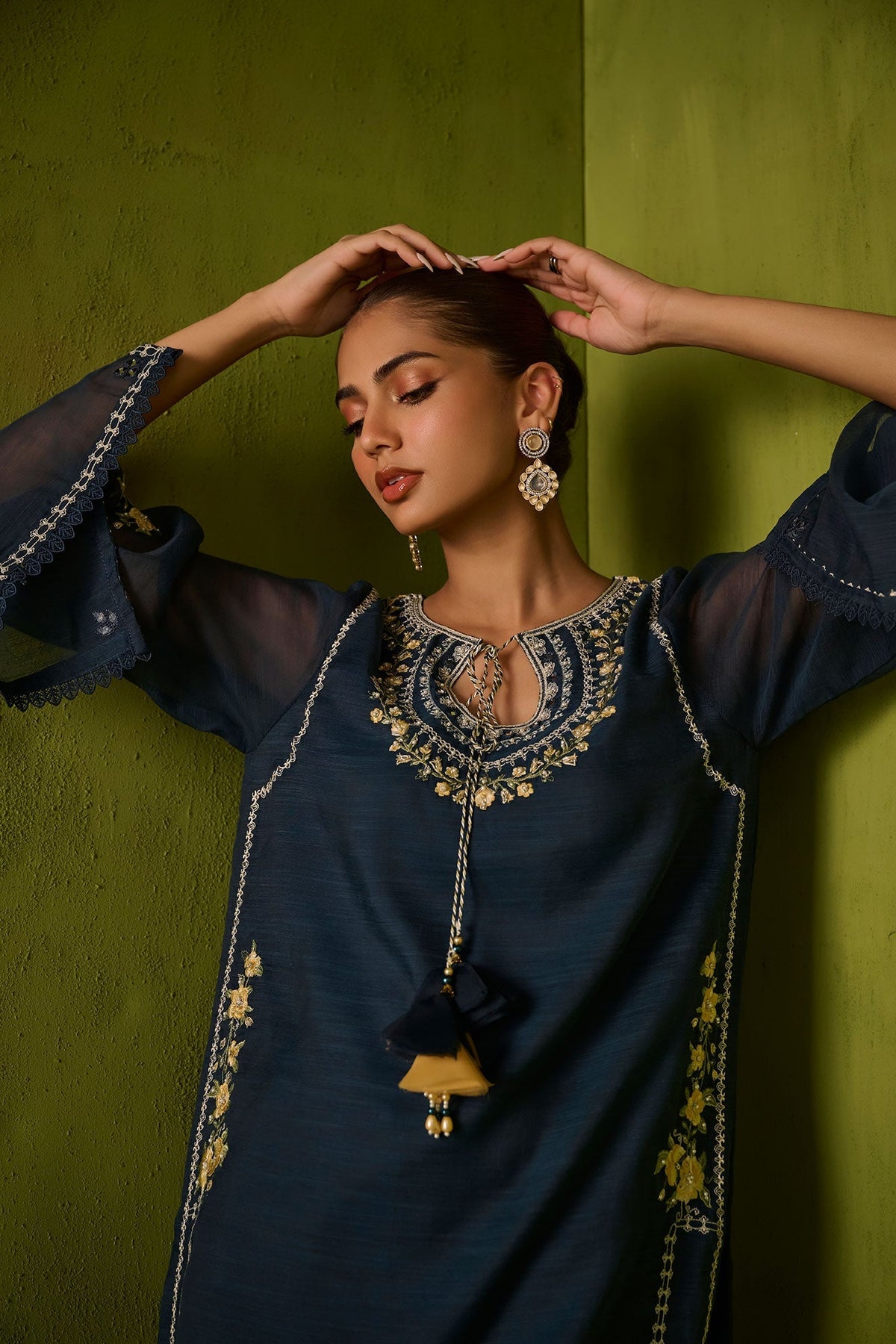 Dhanak | Festive Signature Pret | SS24DA-2422 NAVY BLUE by Dhanak - Designer Dress - Type: Formal - Available at Libayah - 100% Original