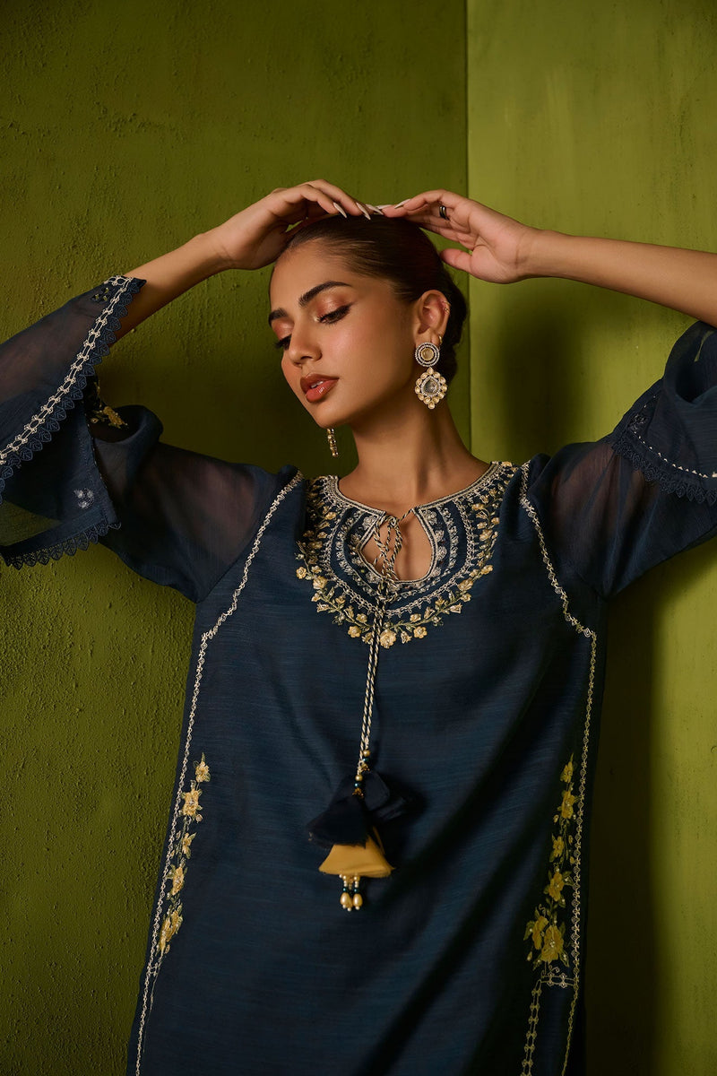 Dhanak | Festive Signature Pret | SS24DA-2422 NAVY BLUE by Dhanak - Designer Dress - Type: Formal - Available at Libayah - 100% Original
