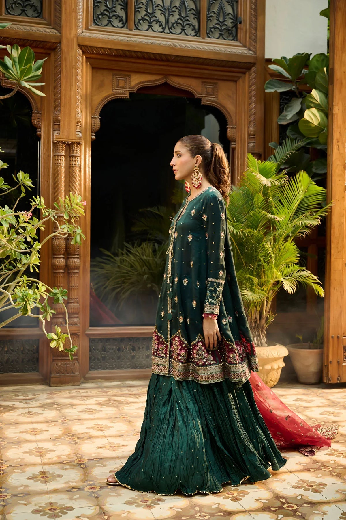 Dhanak | Bridal Couture | HF-3008 DARK GREEN by Dhanak - Designer Dress - Type: Ladies Clothes - Available at Libayah - 100% Original