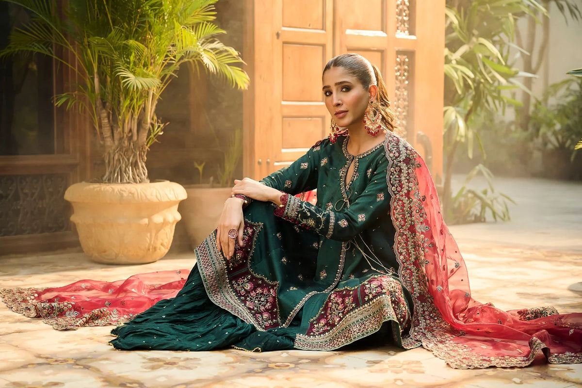Dhanak | Bridal Couture | HF-3008 DARK GREEN by Dhanak - Designer Dress - Type: Ladies Clothes - Available at Libayah - 100% Original