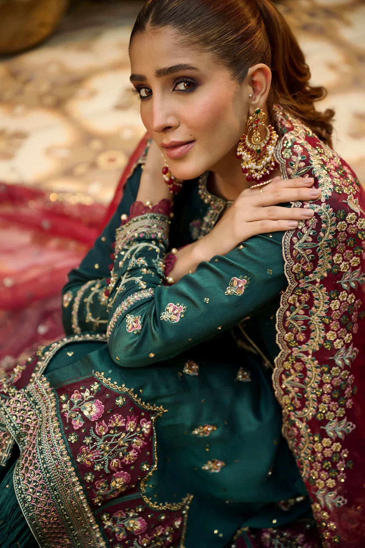 Dhanak | Bridal Couture | HF-3008 DARK GREEN by Dhanak - Designer Dress - Type: Ladies Clothes - Available at Libayah - 100% Original