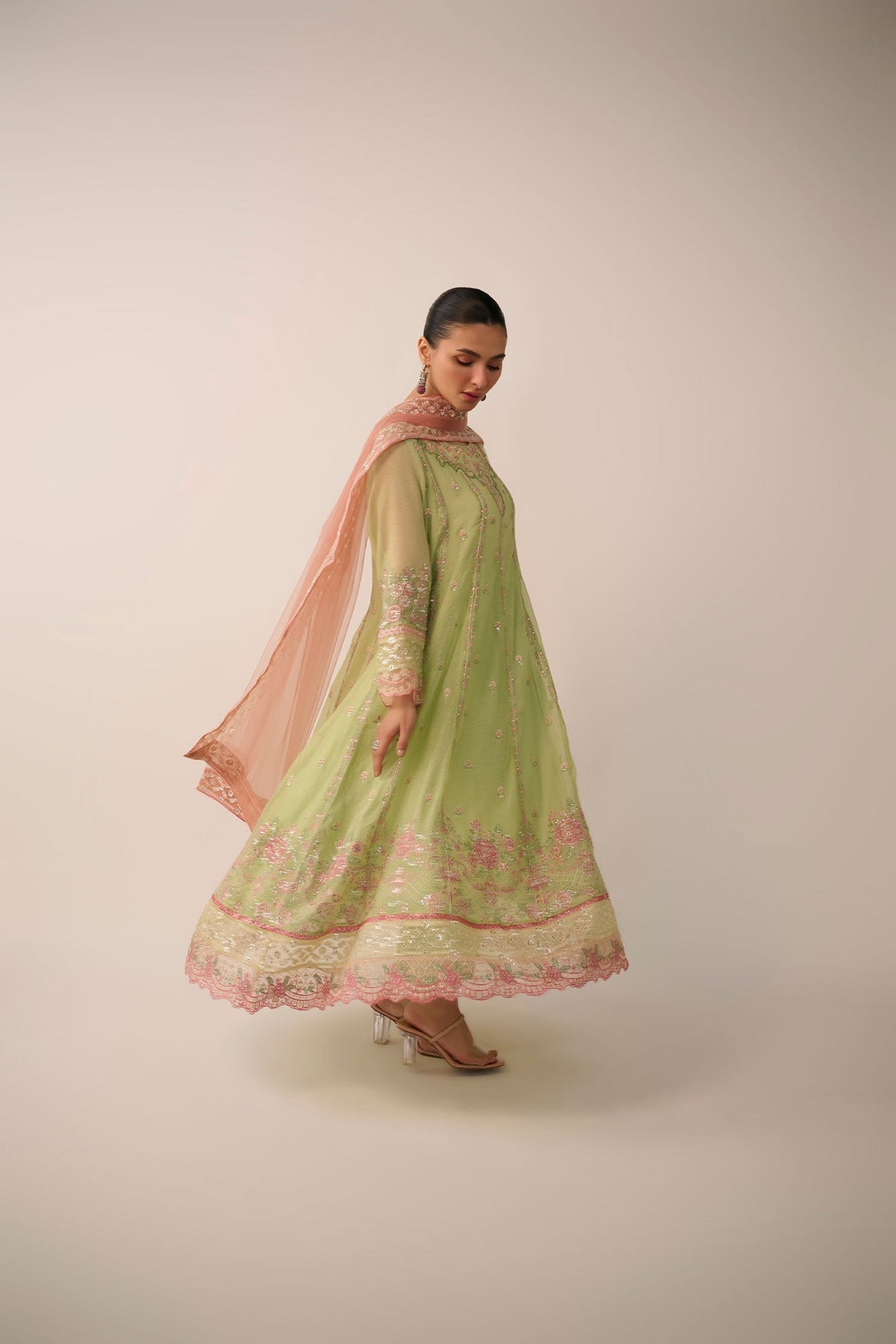 Dhanak | Festive Signature Pret | SS24DA-3195 L-GREEN by Dhanak - Designer Dress - Type: Formal - Available at Libayah - 100% Original