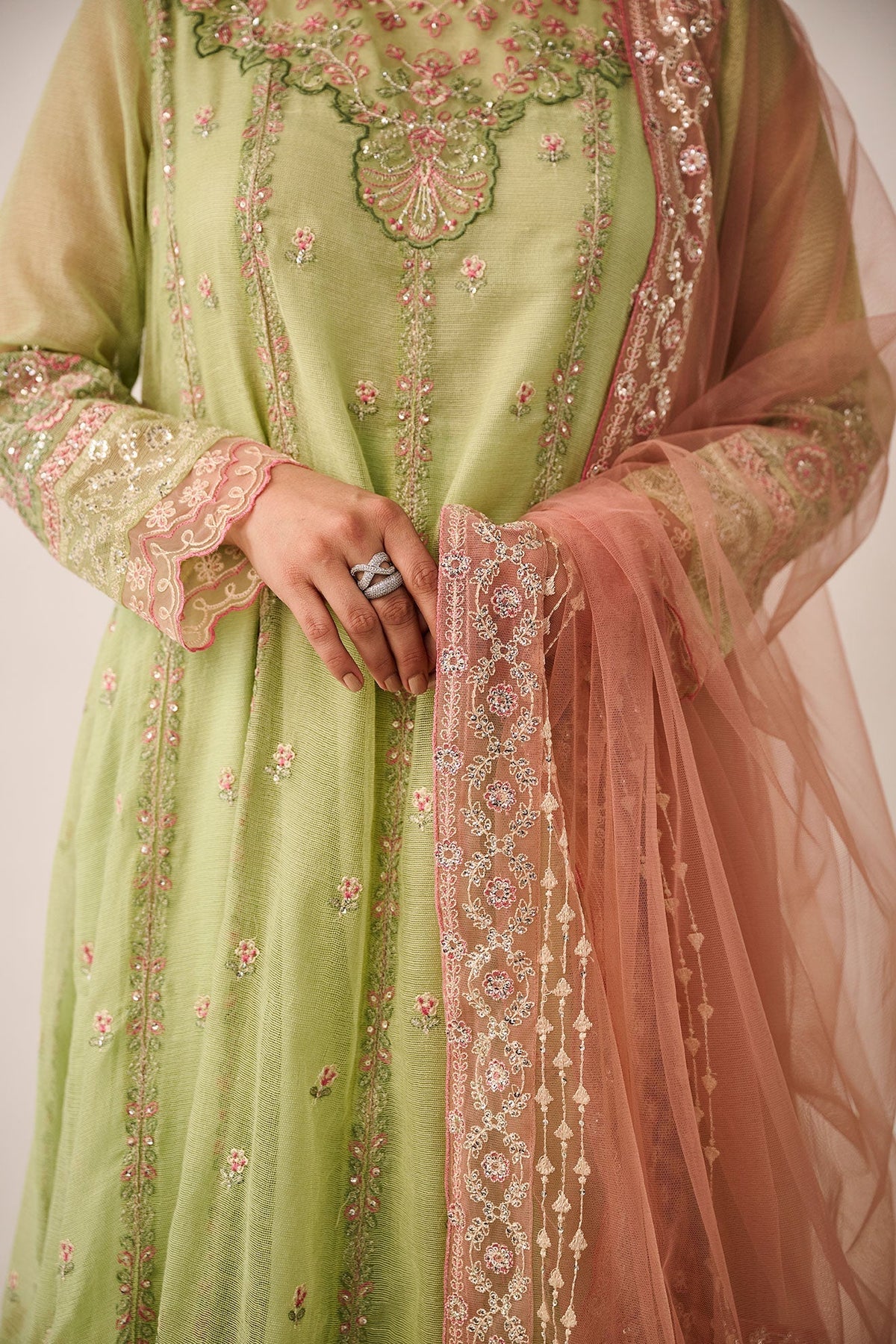 Dhanak | Festive Signature Pret | SS24DA-3195 L-GREEN by Dhanak - Designer Dress - Type: Formal - Available at Libayah - 100% Original