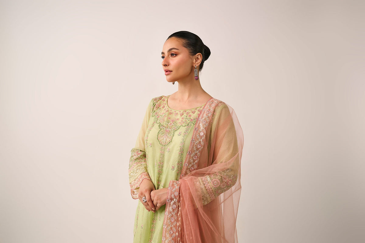 Dhanak | Festive Signature Pret | SS24DA-3195 L-GREEN by Dhanak - Designer Dress - Type: Formal - Available at Libayah - 100% Original