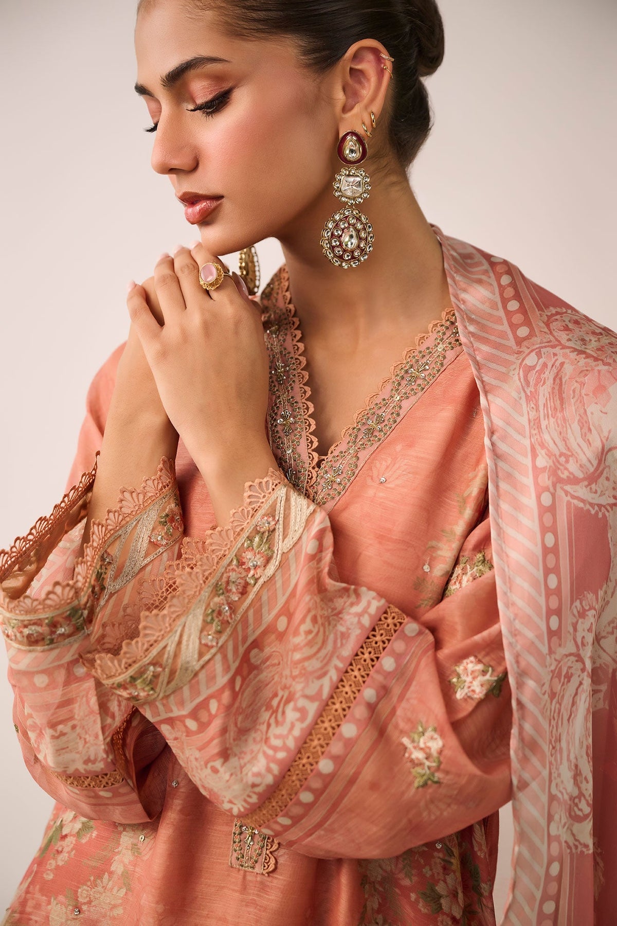 Dhanak | Festive Signature Pret | SS24DA-2477 RUST by Dhanak - Designer Dress - Type: Formal - Available at Libayah - 100% Original