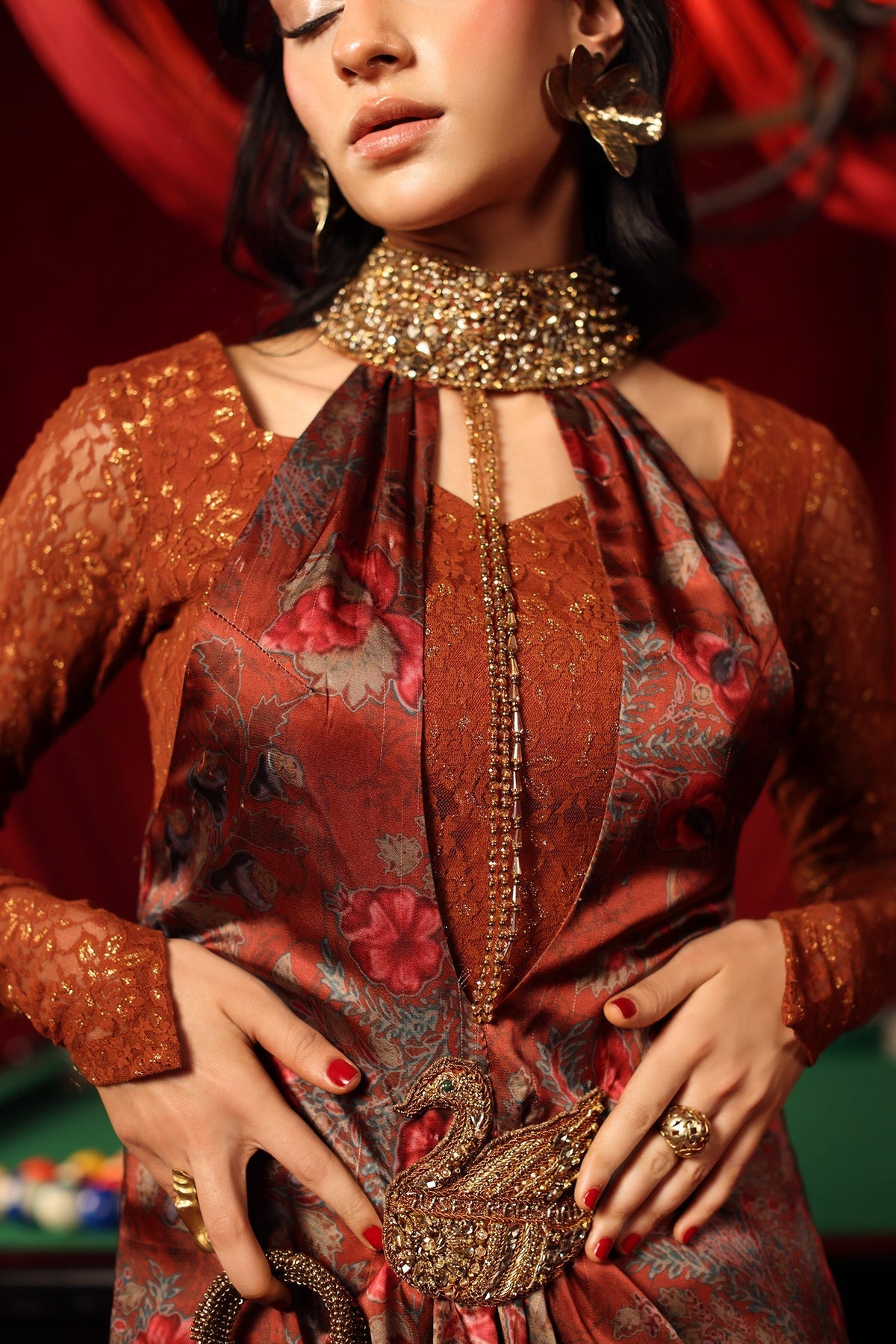 Musferah Saad | The Elite Club | Crimson Sienna by Musferah Saad - Designer Dress  - Type : Ladies Clothes - Available at Libayah - 100% Original 